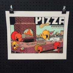 slice shop screen print, art print, pizza print