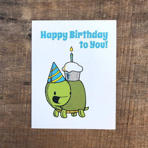 turtle cupcake birthday card