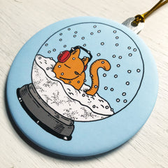 snow globe kitty ornament