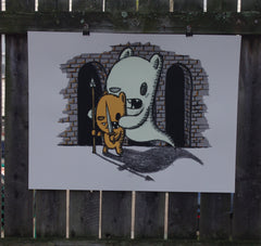 glow in the dark ghost screen print, art print