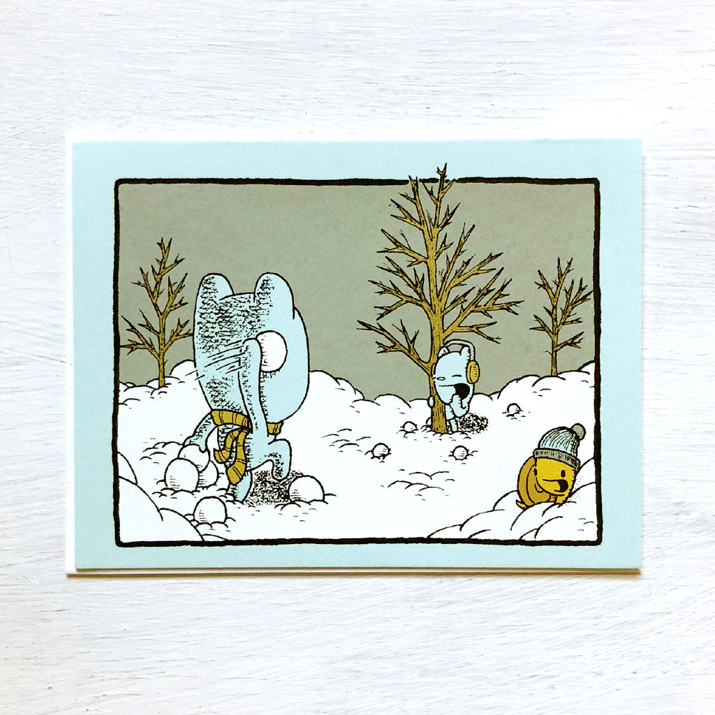 snowball fight holiday card