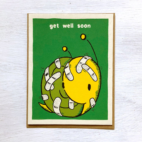 snail with bandaids get well soon card