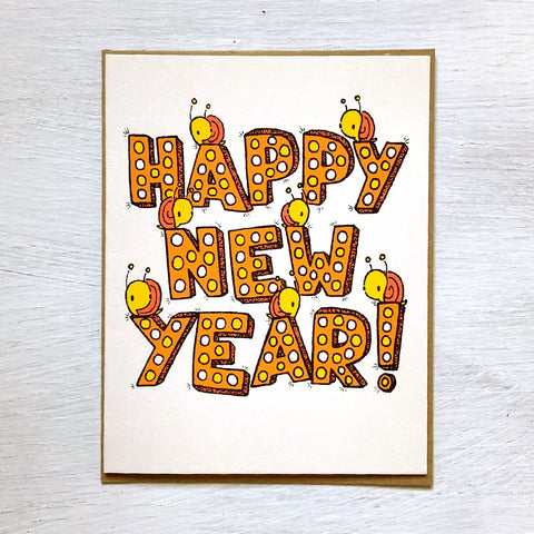happy new year snails holiday card