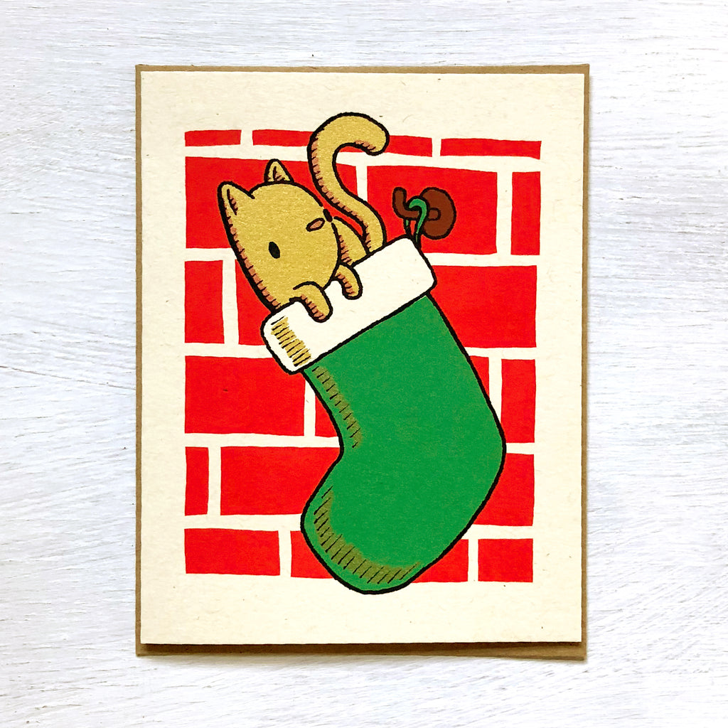 kitty stocking holiday card