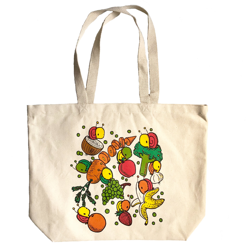 fruits and veggies XL grocery tote bag