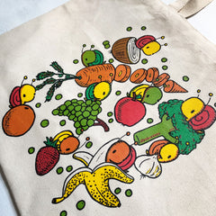 fruits and veggies XL grocery tote bag