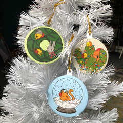 snow globe kitty ornament