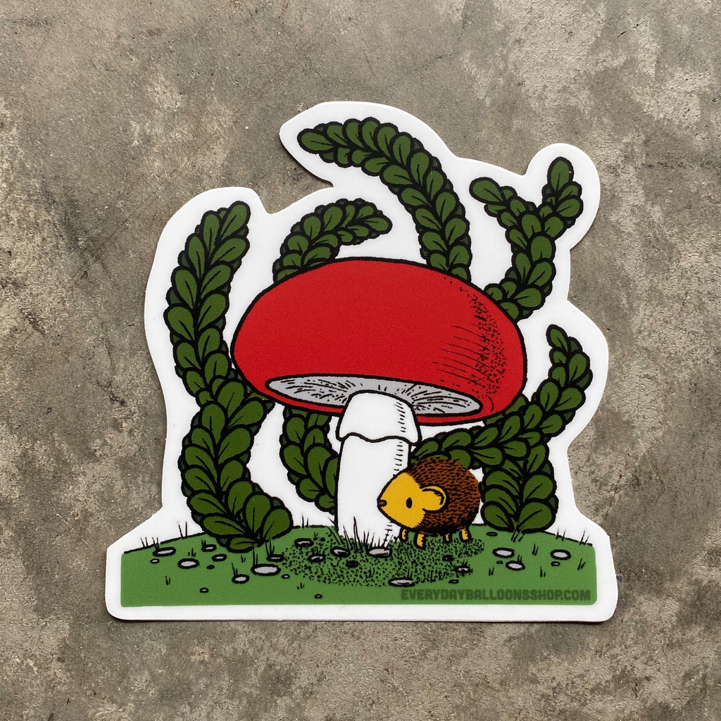 Hedgehog + Mushroom Sticker