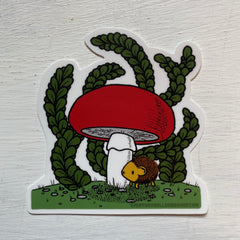 Hedgehog + Mushroom Sticker