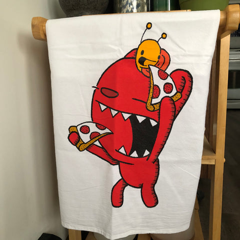 pizza pals flour sack tea towel