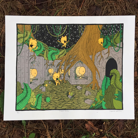 hidden temple screen print (16x20)