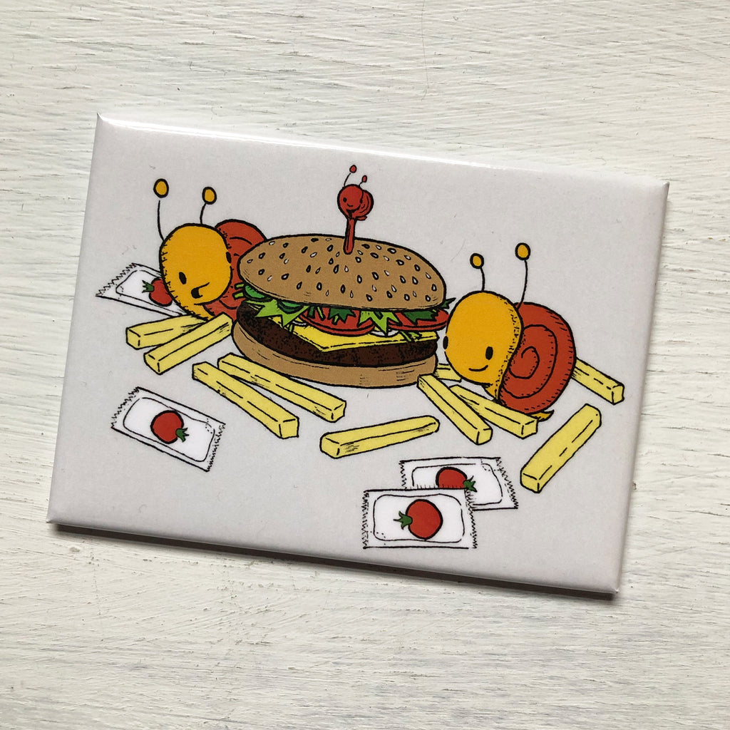 burger + fries magnet
