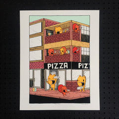pizza place screen print, pizza print, art print