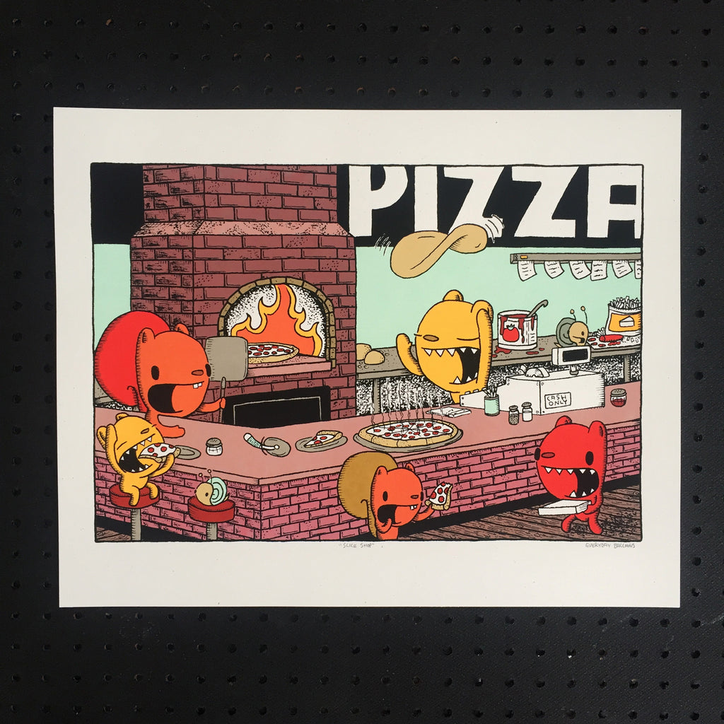 slice shop screen print, art print, pizza print
