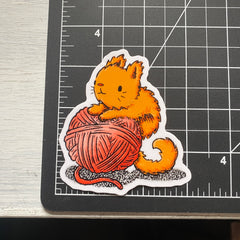 Cat with Yarn Sticker