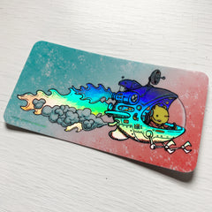 Spaceship Holographic Sticker