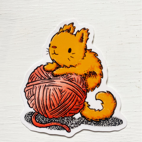 Cat with Yarn Sticker