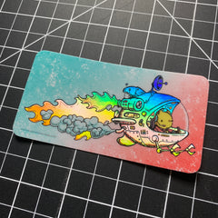 Spaceship Holographic Sticker