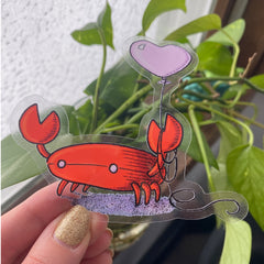 Heart Crab Clear Sticker