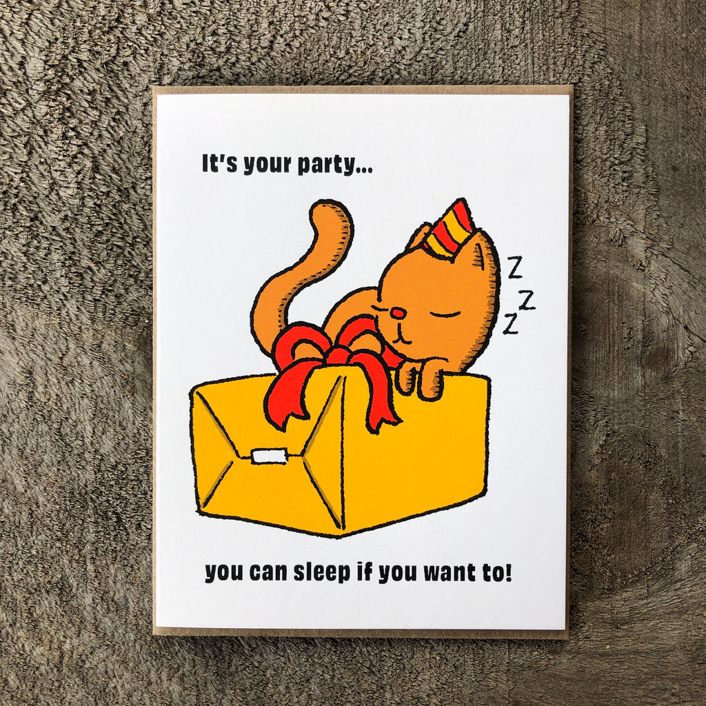sleepy kitty birthday card