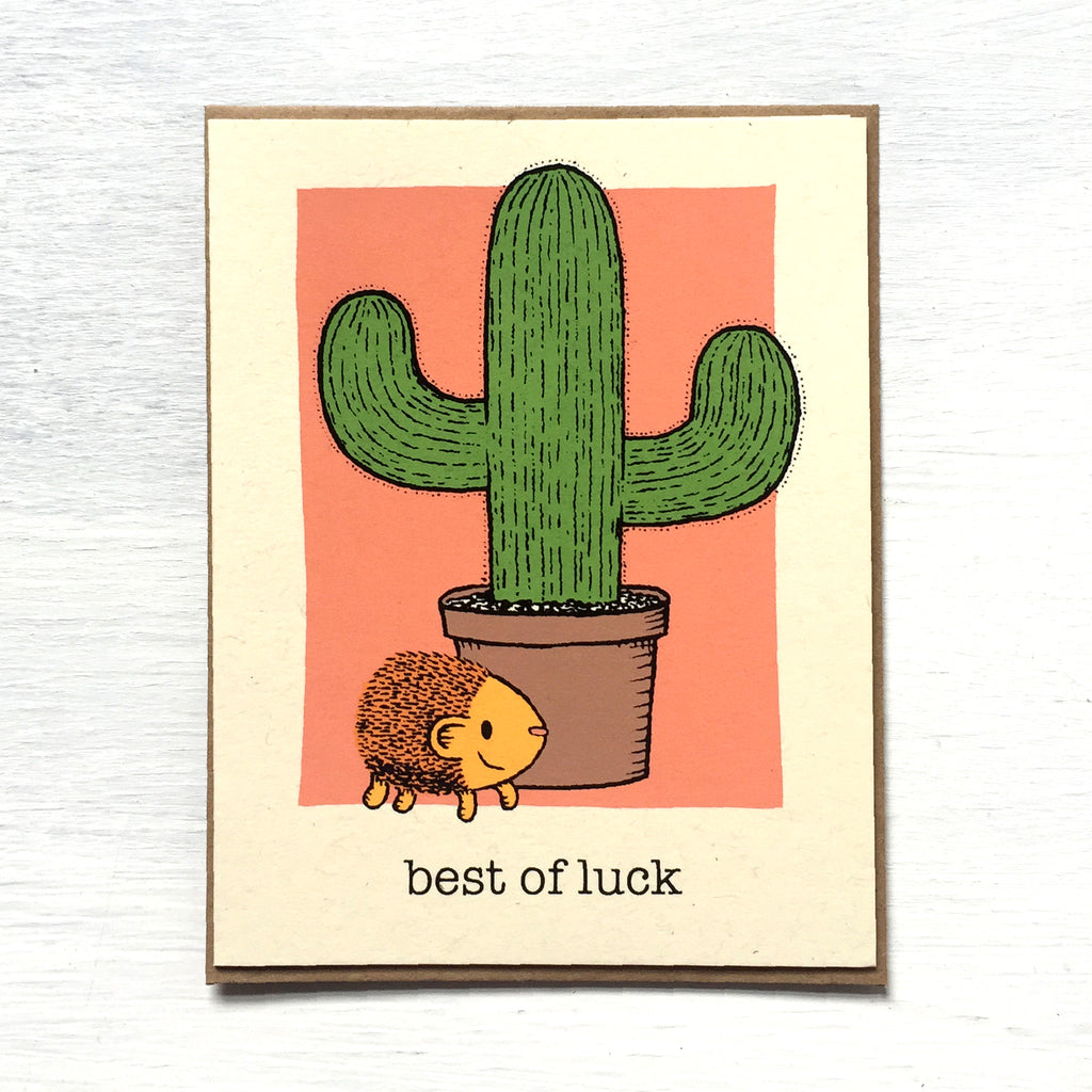 best of luck hedgehog card