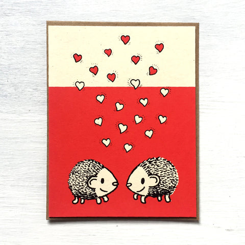 hedgehogs + hearts card