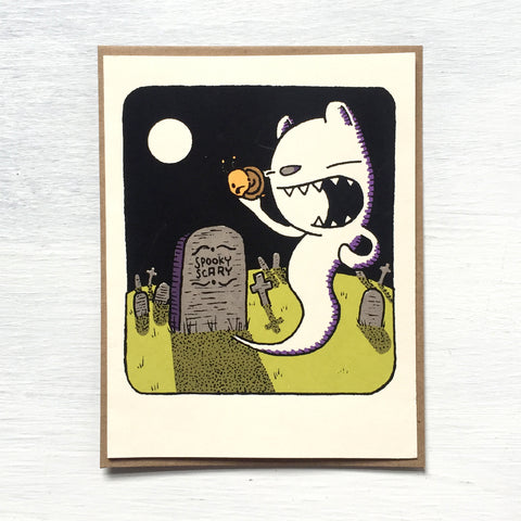 ghost bear halloween greeting card