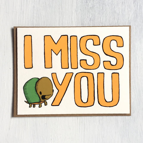 i miss you - turtle - greeting card