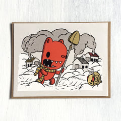 snow shovelin' holiday card