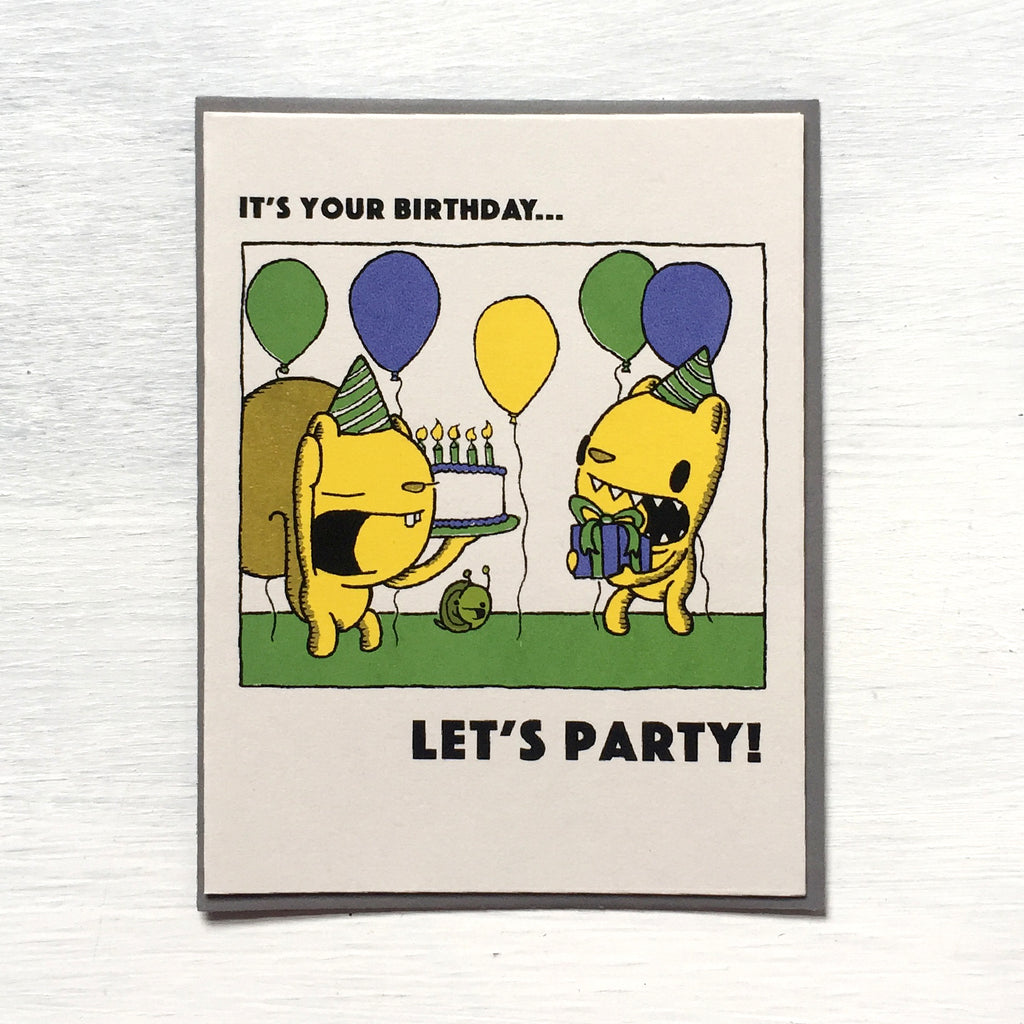 happy birthday let's party card