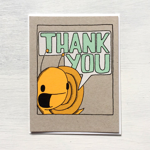 snail thank you speech bubble card greeting card