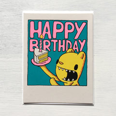 happy birthday cake slice card