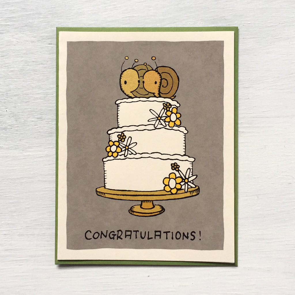congratulations snail wedding card