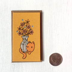 cat flower vase mini card