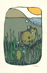 bear swimming print, kids room art