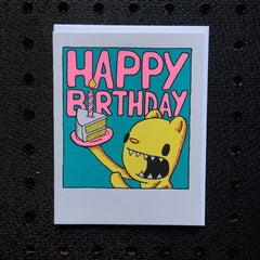 happy birthday cake slice card