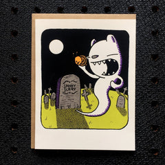 ghost bear halloween greeting card