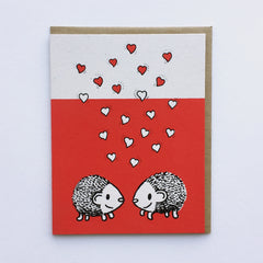 hedgehogs + hearts card
