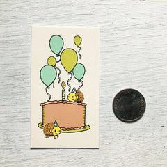 hedgehogs birthday mini card