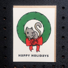 kitty wreath holiday card