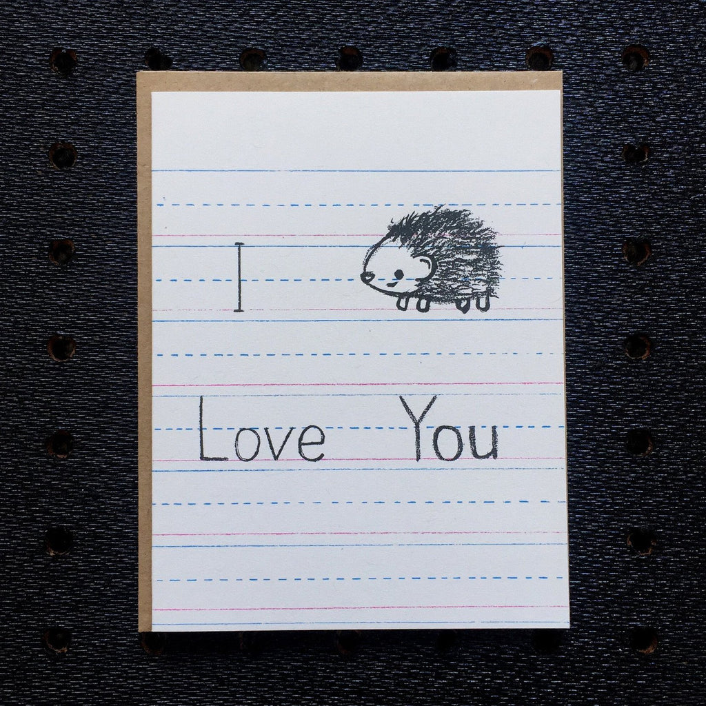 i love you - hedgehog - kids notebook paper greeting card