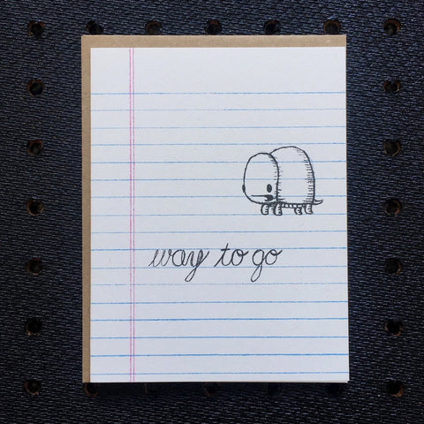 way to go - turtle - notebook paper greeting card