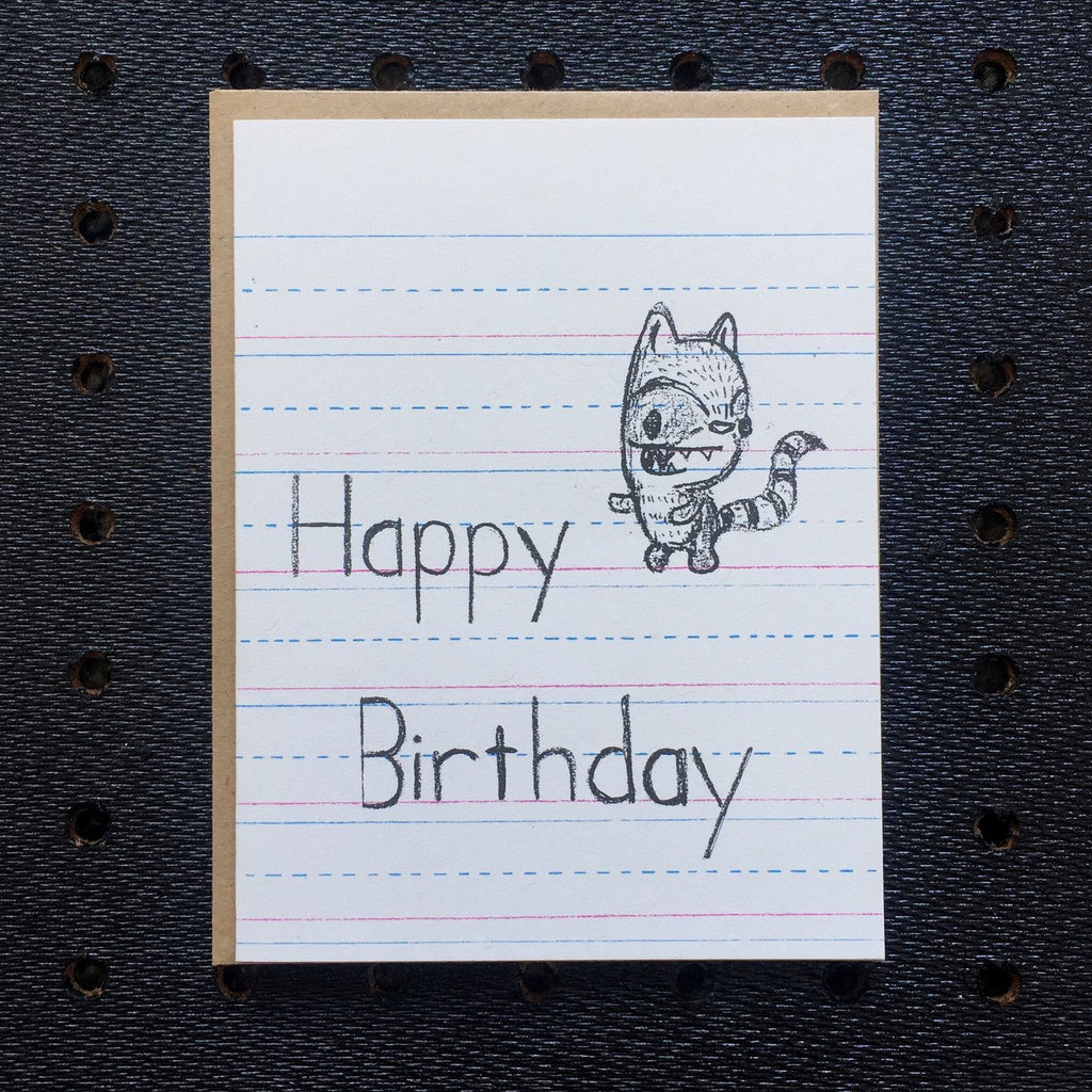happy birthday - raccoon - kids notebook paper greeting card