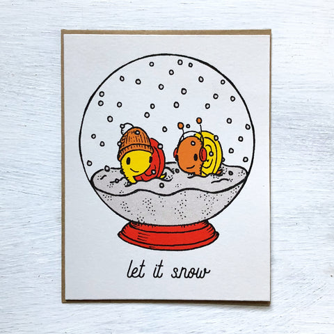 snail snow globe holiday card