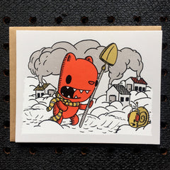 snow shovelin' holiday card