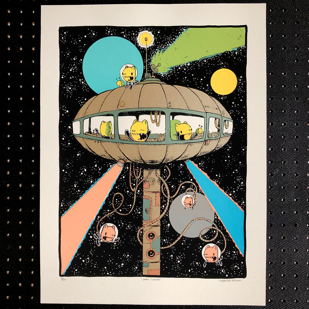 space station screen print (18x24)